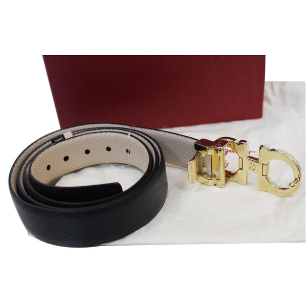SALVATORE FERRAGAMO Gancini Buckle Reversible Belt Black Size 39