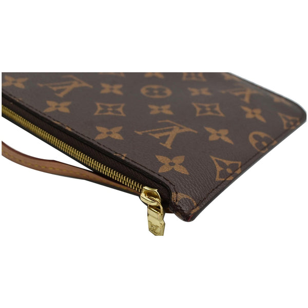 LOUIS VUITTON Neverfull MM Monogram Canvas Pochette Wristlet Pouch Brown