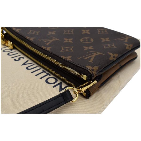 LOUIS VUITTON Double Zip Pochette Reverse Monogram Giant Shoulder Bag Brown