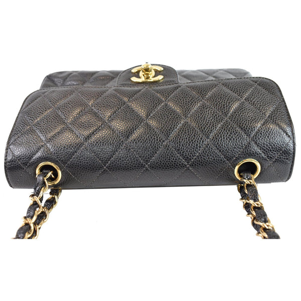CHANEL Small Double Flap Caviar Quilted Leather Shoulder Bag Black