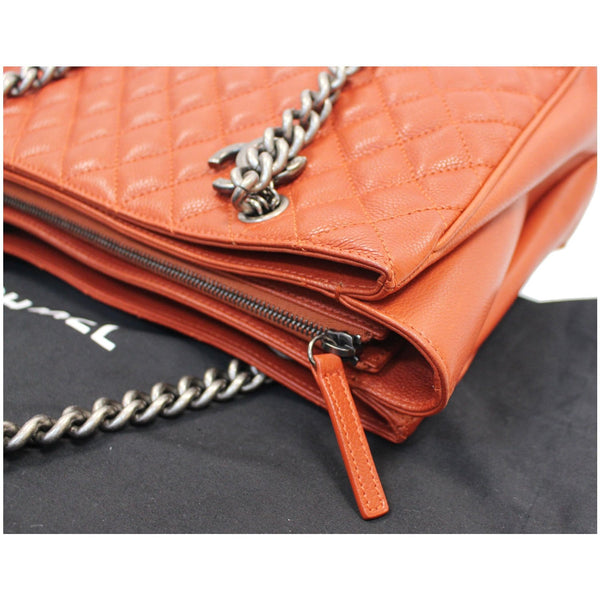 CHANEL Medium Rock In Rome Quilted Caviar Shoulder Tote Bag Red