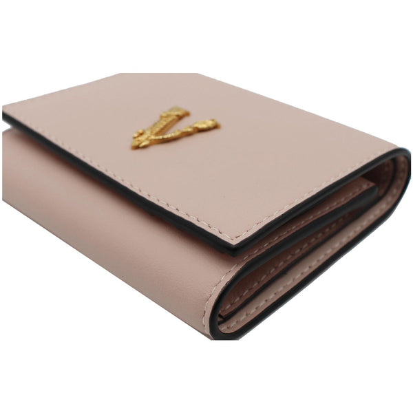 VERSACE Virtus Bifold Leather Wallet Light Pink