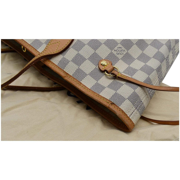 LOUIS VUITTON Neverfull MM Damier Azur Tote Shoulder Bag White