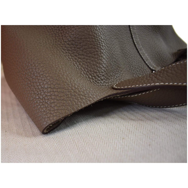 HERMES Picotin Lock 22 Taurillon Clemence Leather Satchel Bag Taupe