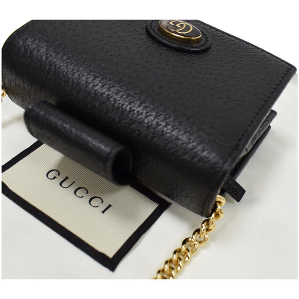 used Gucci GG Small Coin Leather Chain Wallet Black