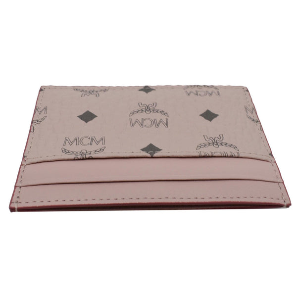 MCM Mini Visetos Monogram Canvas Card Holder Pink