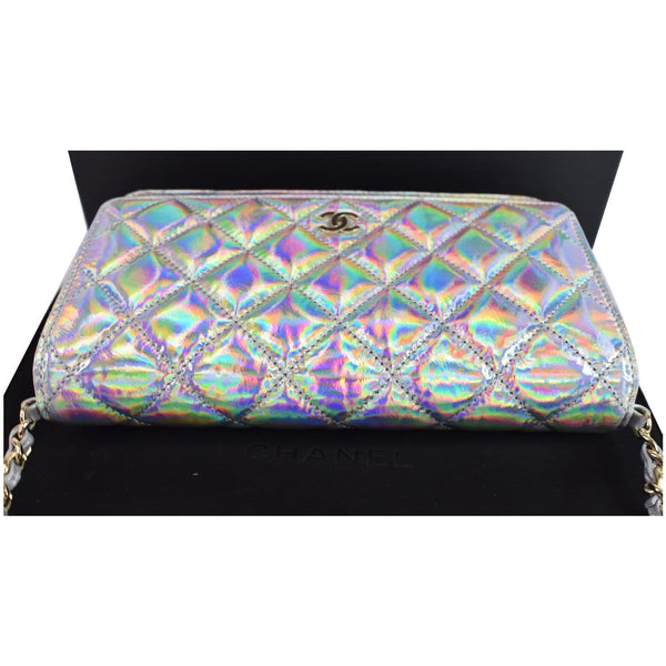 CHANEL Timeless Classic WOC Goatskin Wallet on Chain Bag Iridescent Silver