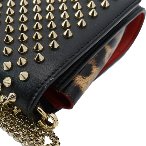 CHRISTIAN LOUBOUTIN Paloma Embellished Leather Chain Clutch Bag Black