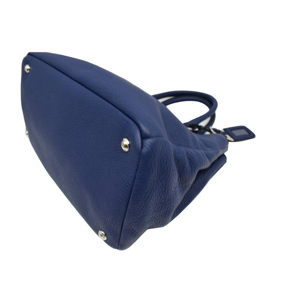 PRADA Vitello Daino Pebbled Leather Tote Bag Blue