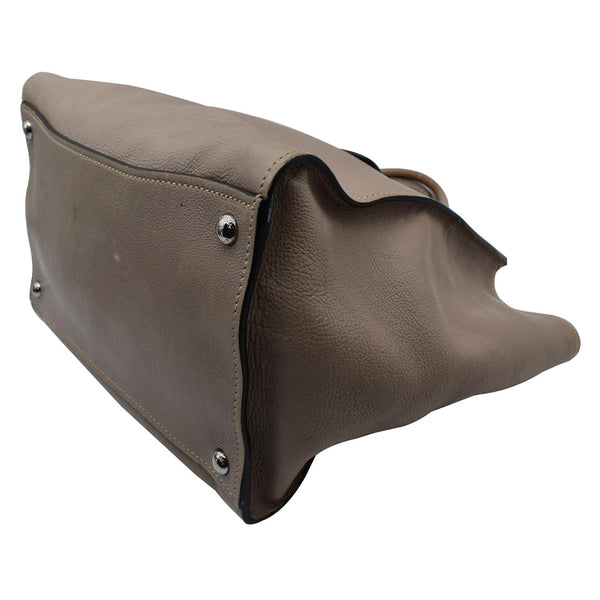 PRADA City Twin Pocket Calf Leather Tote Shoulder Bag Taupe