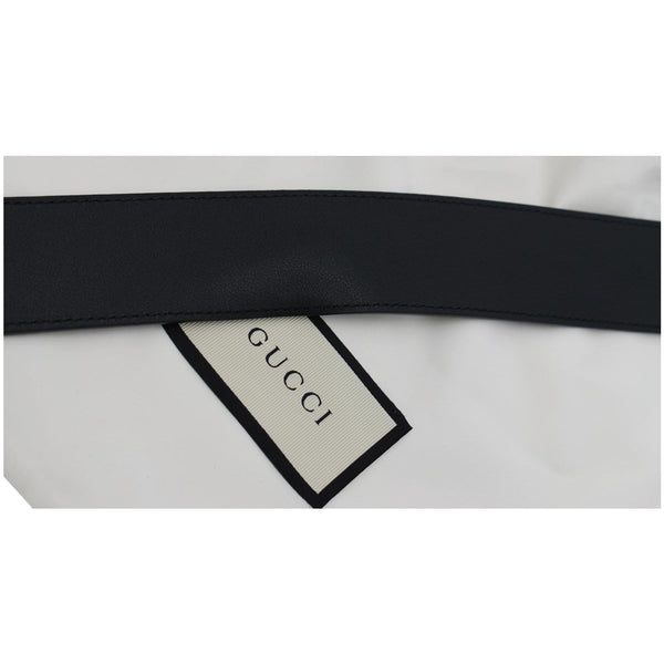 GUCCI Wide Double G Buckle Leather Belt Black 406831 Size 75.30