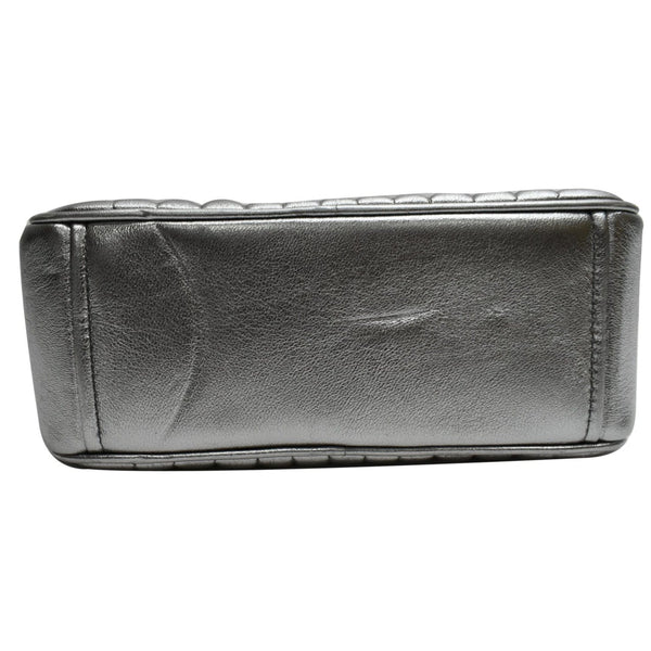 PRADA Diagramme Leather Crossbody Bag Metallic Silver