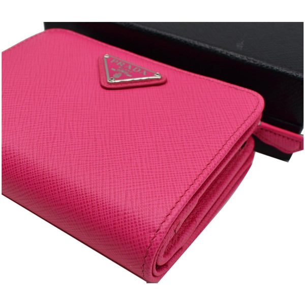 PRADA Small Saffiano Leather Zip Around Wallet Pink