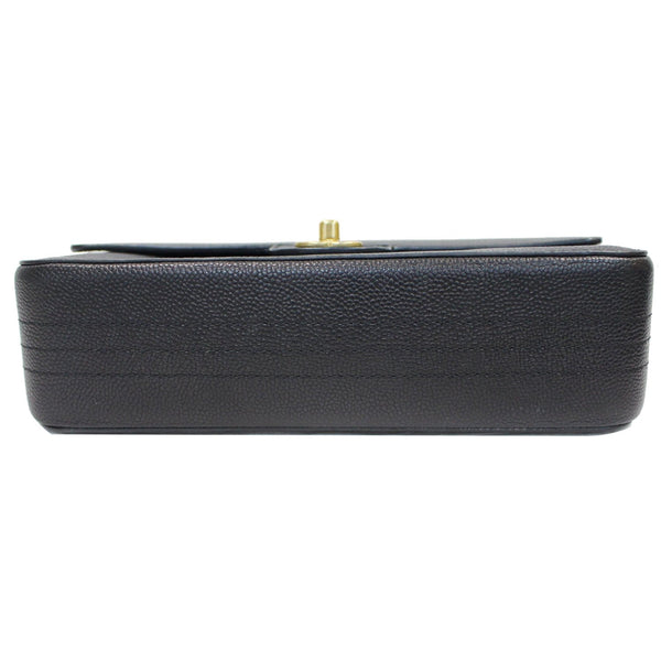 CHANEL Classic Pure Caviar Medium Double Flap Leather Shoulder Bag Black