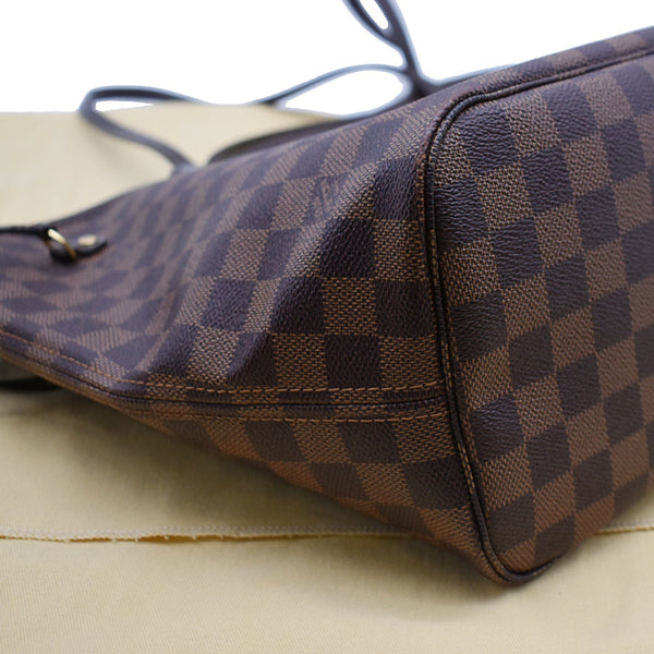 LOUIS VUITTON Neverfull MM Damier Ebene Tote Bag Brown