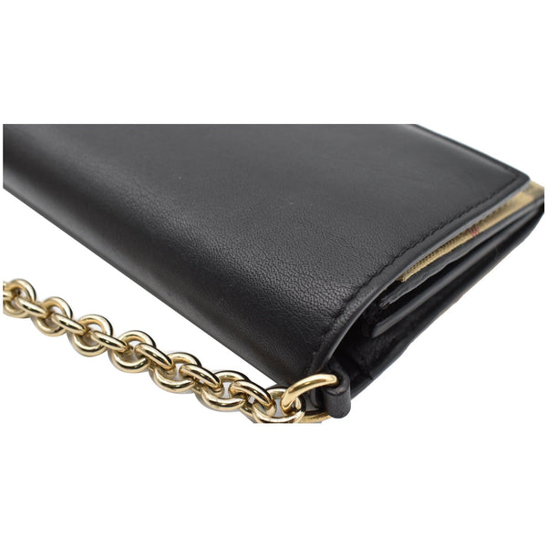BURBERRY Henley House Check Leather Wallet On Chain Crossbody Bag Black