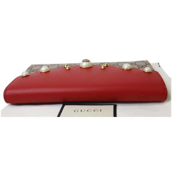 Gucci Peony Pearly GG Coated Canvas Wallet red