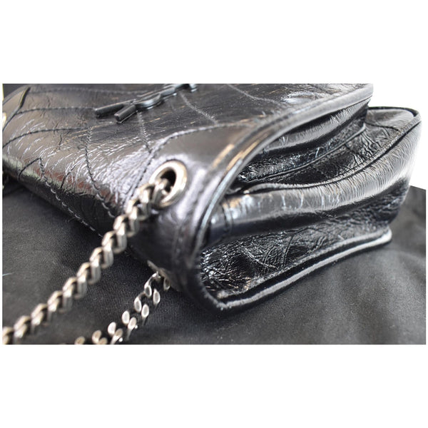 YVES SAINT LAURENT Niki Baby Crinkle Leather Crossbody Bag Black