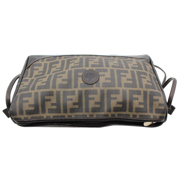 FENDI Roma Coated Canvas Leather Crossbody Bag Brown