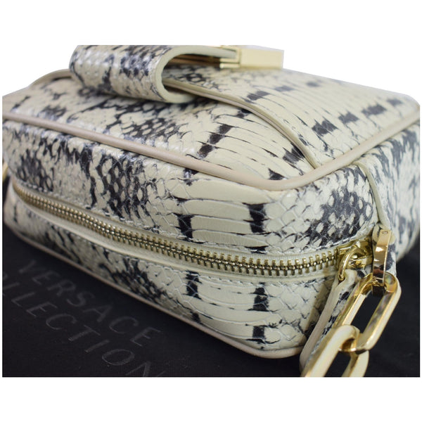VERSACE Unica Python Embossed Leather Crossbody Bag White