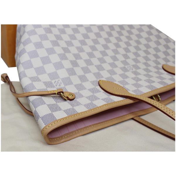 LOUIS VUITTON Neverfull MM Damier Azur Tote Shoulder Bag White