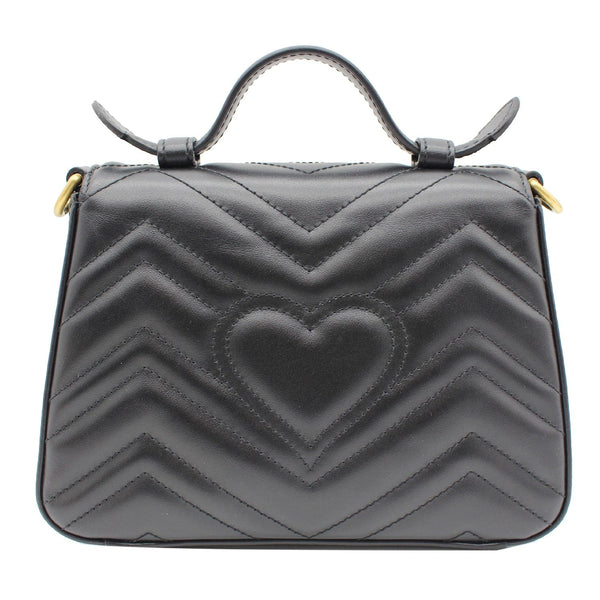 GUCCI GG Marmont Mini Leather Top Handle Shoulder Bag Black 547260