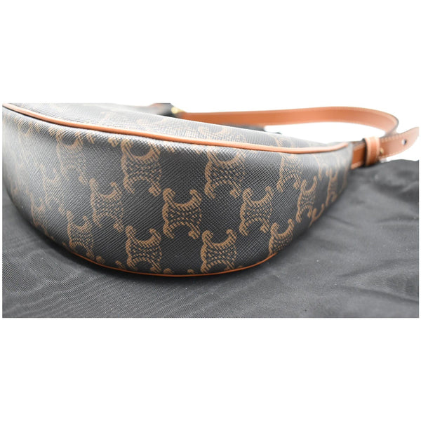 CELINE Ava Triomphe Canvas Calfskin Shoulder Bag Brown