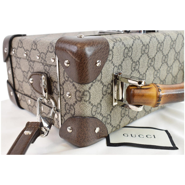 Gucci Globe-Trotter GG Beauty Case Bamboo handbag corner
