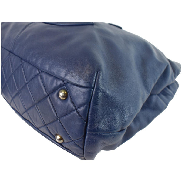 CHANEL Soft CC Shopping Leather Tote Shoulder Bag Blue