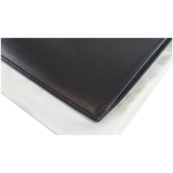 GUCCI Blade Embroidery Leather Wristlet Pouch Black 597678