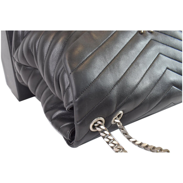 YVES SAINT LAURENT Large Loulou Calfskin Matelasse Chain Shoulder Bag Black