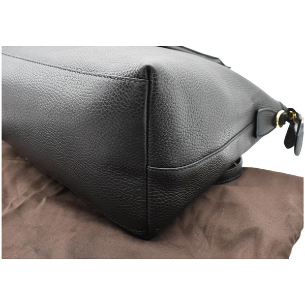 GUCCI Dome Large GG Charm Pebbled Leather Satchel Bag Black 449660