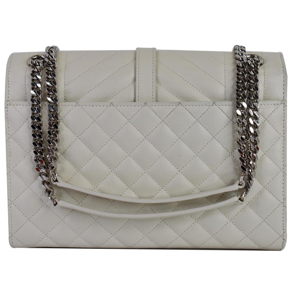 YVES SAINT LAURENT Envelope Medium Chain Leather Shoulder Bag White