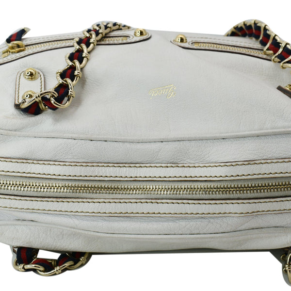 GUCCI Capri Large Leather Bowler Bag White 153013