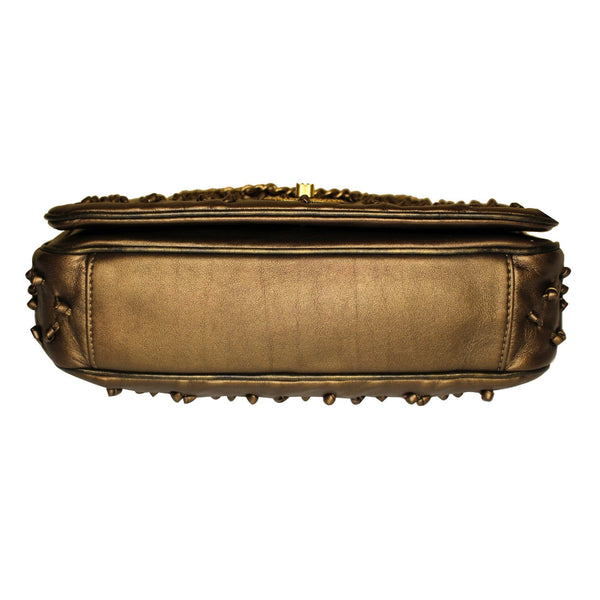 CHANEL Classic Flap Chic Knot Lambskin Leather Shoulder Bag Bronze