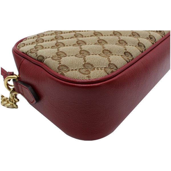 GUCCI GG Marmont Small Matelasse Canvas Leather Crossbody Bag Beige 447632