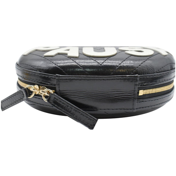 CHANEL La Pausa Embroidered Chevron Leather Chain Clutch Bag Black