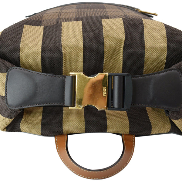 FENDI Tartan Forever Tech Knit Canvas Backpack Brown