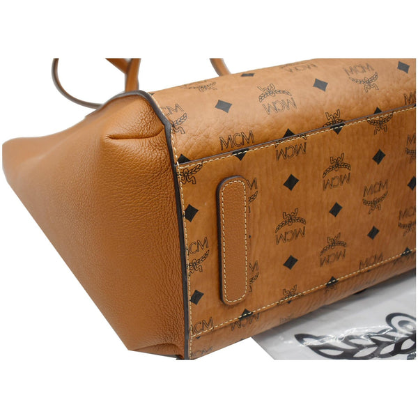 MCM Large Luisa Visetos Monogram Print Shopper Tote Bag Cognac