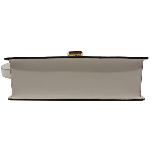 GUCCI Sylvie Small Calfskin Top Handle Bag White 421828