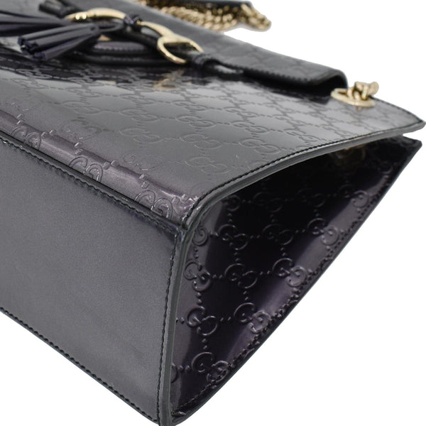 GUCCI Emily Large Guccissima Patent Leather Shoulder Bag Dark Violet 295403