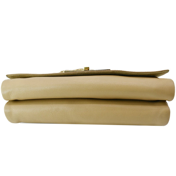 FENDI Claudia Pequin Embossed Leather Wallet Crossbody Bag Beige