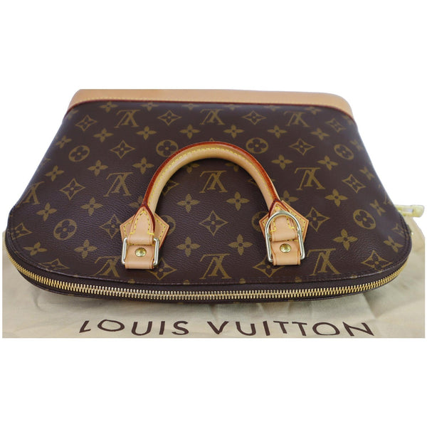 Louis Vuitton Alma Monogram Canvas Satchel Handbag top flat handle