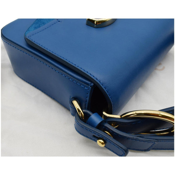 Chloe Mini C Flap Suede Leather Crossbody Bag Blue - DDH