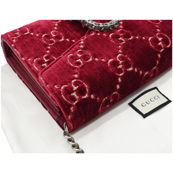 GUCCI Dionysus Mini Velvet GG Monogram Chain Wallet Red 401231