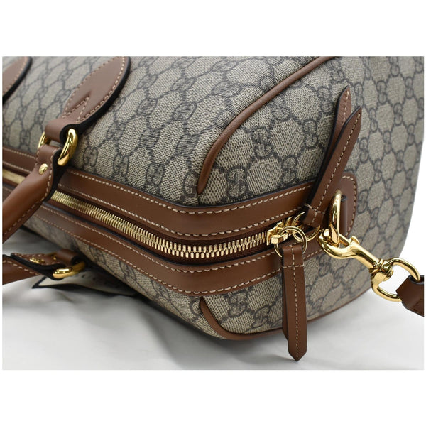 GUCCI Blind for Love Embroidered GG Supreme Canvas Boston Bag Maple Brown 409527