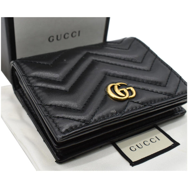 Gucci Marmont GG Matelasse Leather Card Case Wallet Black 466492