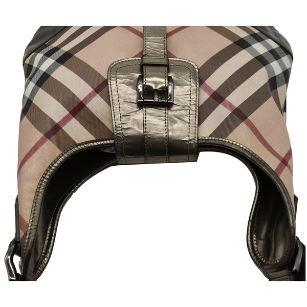 BURBERRY Brooke Check Canvas Hobo Bag Beige