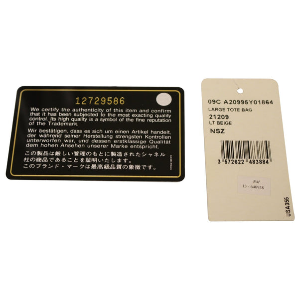 CHANEL Grand Shopping Caviar Leather Tote Shoulder Bag Beige