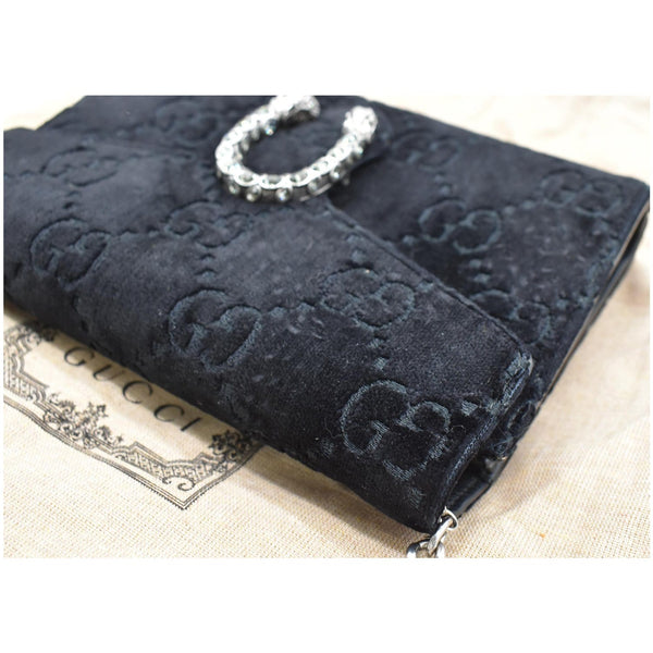 GUCCI Dionysus Mini Velvet GG Monogram Chain Wallet Dark Blue 401231
